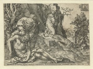 Il buon samaritano cura le ferite da Heinrich Aldegrever