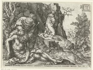 Il buon samaritano cura le ferite da Heinrich Aldegrever