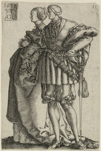 Coppia danzante, tavola undici da I grandi danzatori di nozze da Heinrich Aldegrever
