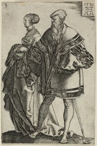 Coppia danzante, tavola tre da I grandi ballerini di nozze da Heinrich Aldegrever