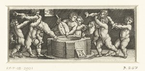 Fregio con bambini presso una fonte