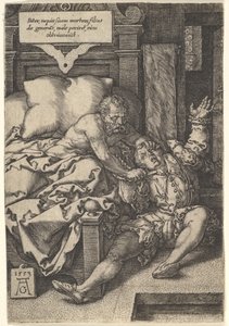 Il giudice Herkinbald che taglia la gola al nipote da Heinrich Aldegrever