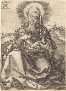 Madonna in un paesaggio seduta su un cuscino da Heinrich Aldegrever