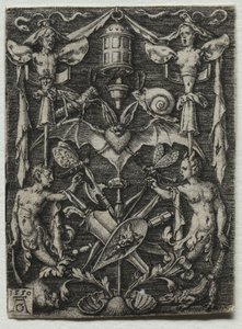 Disegno ornamentale con un pipistrello al centro, 1550 da Heinrich Aldegrever