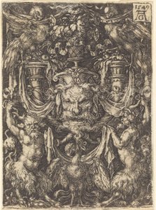 Ornamento con maschera, aquila tra satiri sotto da Heinrich Aldegrever
