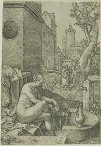 Susanna sorpresa dagli anziani, da La storia di Susanna da Heinrich Aldegrever