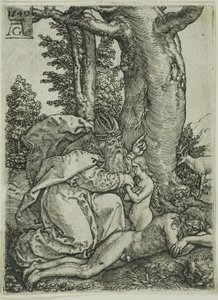 La creazione di Eva, tavola uno da Adamo ed Eva da Heinrich Aldegrever