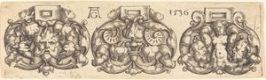 Tre Fibbie di Cinture Affiancate da Heinrich Aldegrever