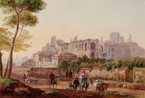 Scena di strada romana davanti al Palatino