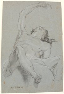 Uomo nudo, visto "de sotto in su". Studio per figura in affresco