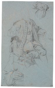 Studio di uomo seduto (testa solo accennata) e due studi di dettaglio delle mani da Heinrich Dittmers