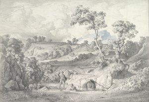 Paesaggio meridionale con un uomo e un serpente da Heinrich Dreber