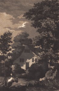 Paesaggio con luna e suonatore di flauto