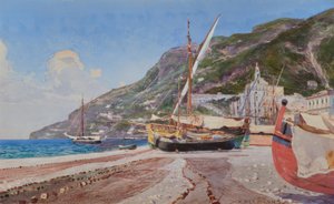 Amalfi, barche da pesca sulla spiaggia da Heinrich Hermanns