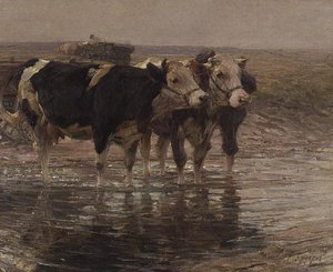 Bovini che si abbeverano da Heinrich Johann von Zugel