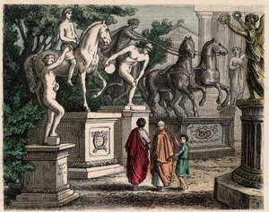 Antica Grecia: Statue dei campioni olimpici erette a Olimpia, 1866 da Heinrich Leutemann