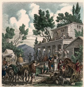 Antica Grecia: La strada per Olimpia durante i Giochi Olimpici, 1866 da Heinrich Leutemann