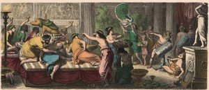 Antica Roma: Un banchetto con uno spettacolo di gladiatori da Heinrich Leutemann