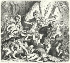 Caduta della gens Fabia romana nella Battaglia del Cremera, 477 a.C. da Heinrich Leutemann