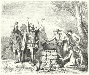 Pausania che fa un sacrificio agli Dei prima della Battaglia di Platea, 479 a.C. da Heinrich Leutemann