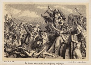 Donne dei Cimbri e dei Teutoni che difendono il loro treno di bagagli contro i Romani da Heinrich Leutemann