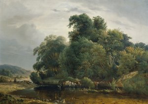 Paesaggio con mandria e pastorella da Heinrich Peyer