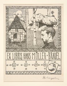 Ex Libris Hans Mueller-Blauel da Heinrich Vogeler