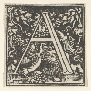 Lettera iniziale A con putto da Heinrich Vogtherr