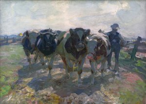 Contadino con mucche da Heinrich von Zügel