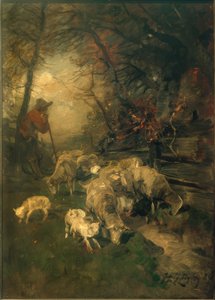 Pastore con pecore da Heinrich von Zügel