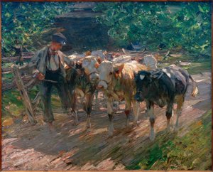 Ragazzo pastore con tre vitelli da Heinrich von Zügel