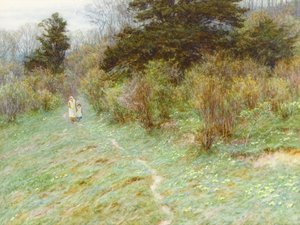 Primule su una brughiera del Surrey da Helen Allingham