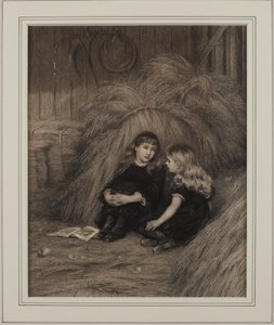 Due ragazze in un fienile da Helen Allingham