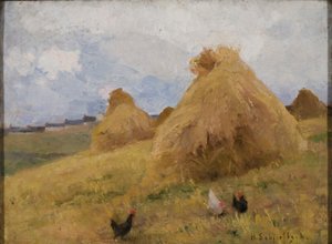 Galline tra i covoni di grano, c.1888 da Helene Schjerfbeck