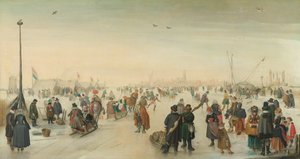 Godendosi il Ghiaccio vicino a una Città da Hendrick Avercamp