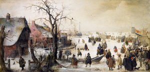 Scena invernale su un canale