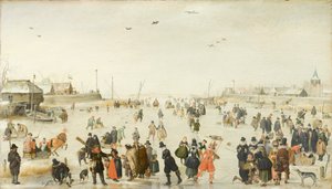 Scena invernale su un canale ghiacciato