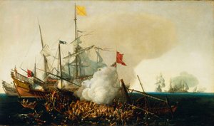 Navi da guerra spagnole che ingaggiano corsari barbareschi da Hendrick Cornelisz Vroom