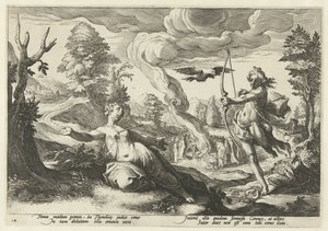 Apollo uccide Coronide da Hendrick Goltzius (workshop of)