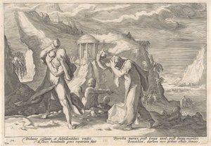 Deucalione e Pirra creano una nuova razza umana da Hendrick Goltzius (workshop of)