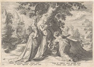 Le figlie di Cecrope aprono il cesto di Minerva da Hendrick Goltzius (workshop of)