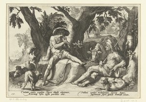 Mercurio suona il flauto per Argo da Hendrick Goltzius (workshop of)