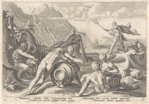 Nettuno Ordina ai Fiumi di Causare un Diluvio da Hendrick Goltzius (workshop of)