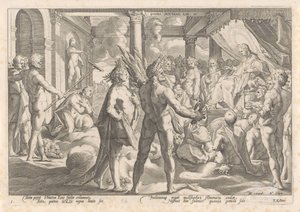 Faetonte chiede ad Apollo di guidare il suo carro da Hendrick Goltzius (workshop of)