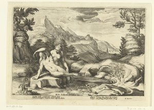 Salmacis e Ermafrodito Ovidio, Metamorfosi (serie) da Hendrick Goltzius (workshop of)