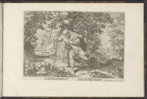 Tiresia colpisce due serpenti accoppiati (serie Ovidio Metamorfosi) da Hendrick Goltzius (workshop of)