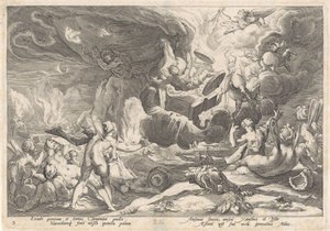 Caduta di Fetonte (serie Metamorfosi di Ovidio) da Hendrick Goltzius (workshop of)