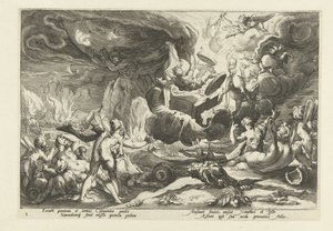 Caduta di Fetonte (serie Metamorfosi di Ovidio) da Hendrick Goltzius (workshop of)