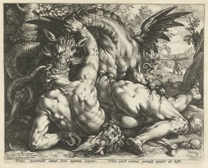 Compagni di Cadmo divorati da un drago da Hendrick Goltzius