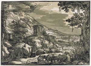 Paesaggio arcadico con un pastore